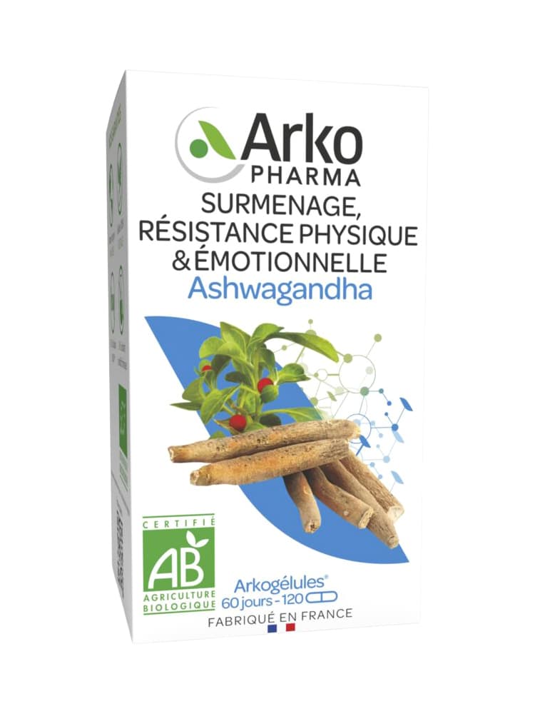 Arkopharma Arkogélules Surmenage Résistance Physique & Émotionnelle Aswhagandha Bio 120 Gélules