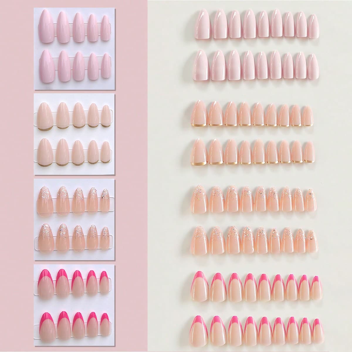 Mettez à jour votre style d'ongles d'été avec un ensemble de faux ongles français en amande de 96 pièces, courts, branchés, simples, chics et