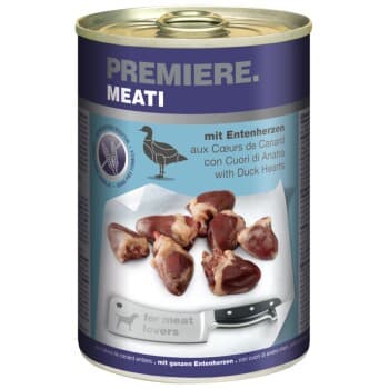 PREMIERE Meati nourriture humide pour chien, adulte Cœur de canard 6x400 g