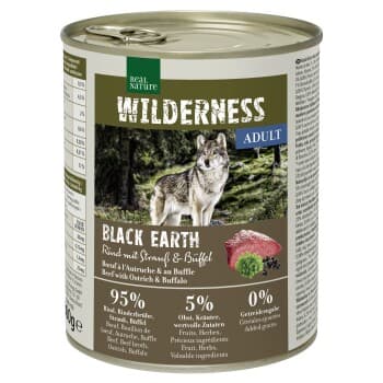 REAL NATURE WILDERNESS Adult Bœuf Black Earth, autruche et buffle 6x800 g
